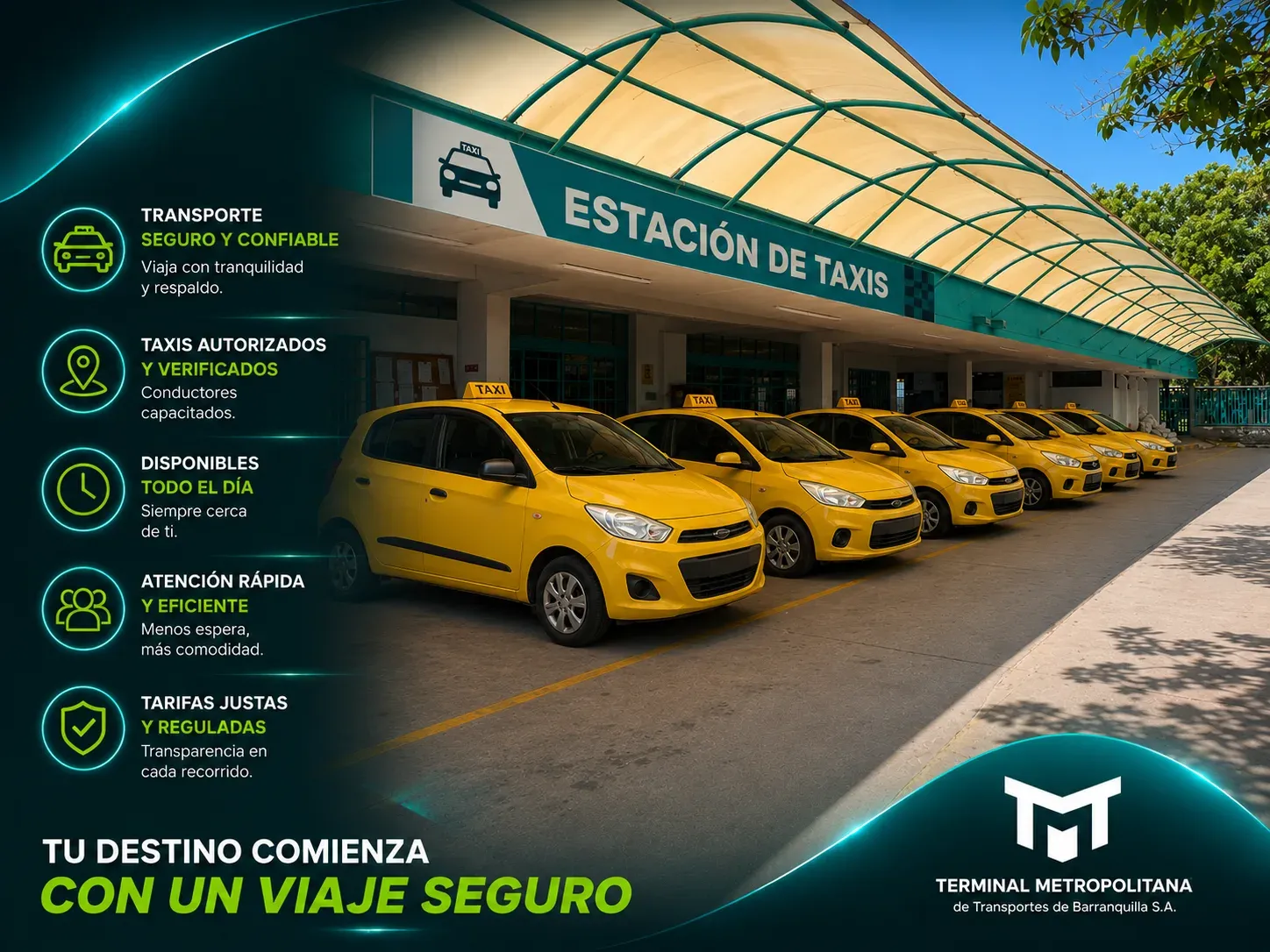 Pieza informativa de la estación de taxis de la Terminal Metropolitana de Barranquilla.